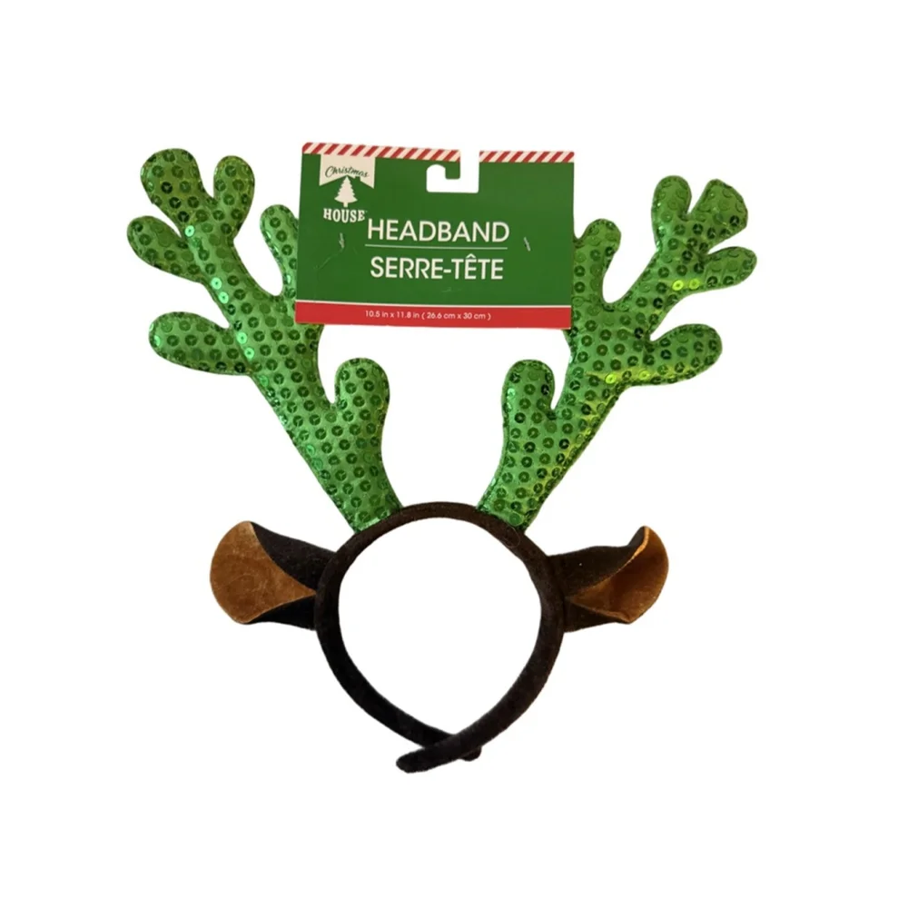 NWT Green Sequin Reindeer Antler holiday Headband